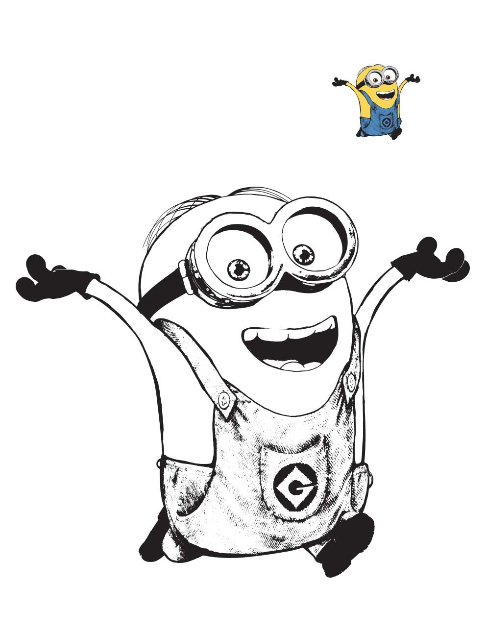 Coloriage Minion Est Tout Heureux - Minions à imprimer